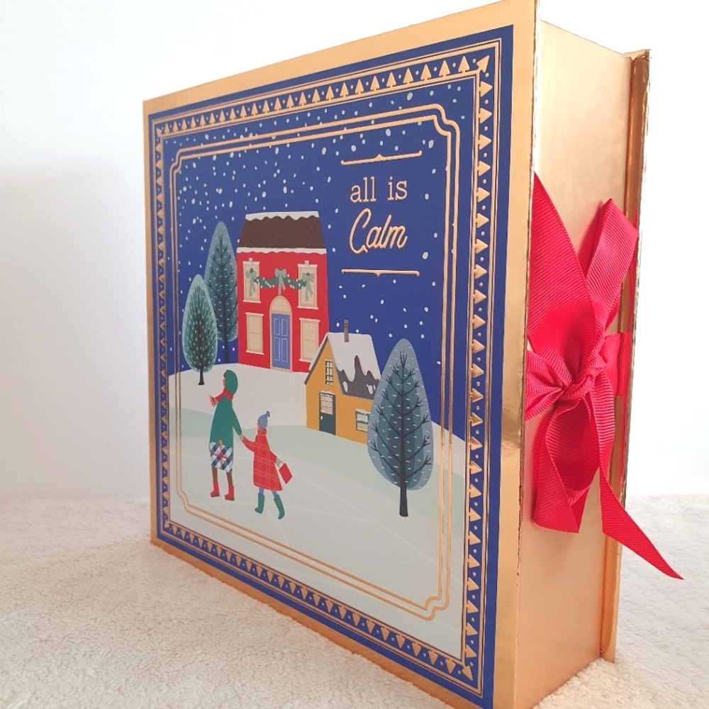 Bath & Body Works All is Calm Empty Blue Gift Box with Ribbon.